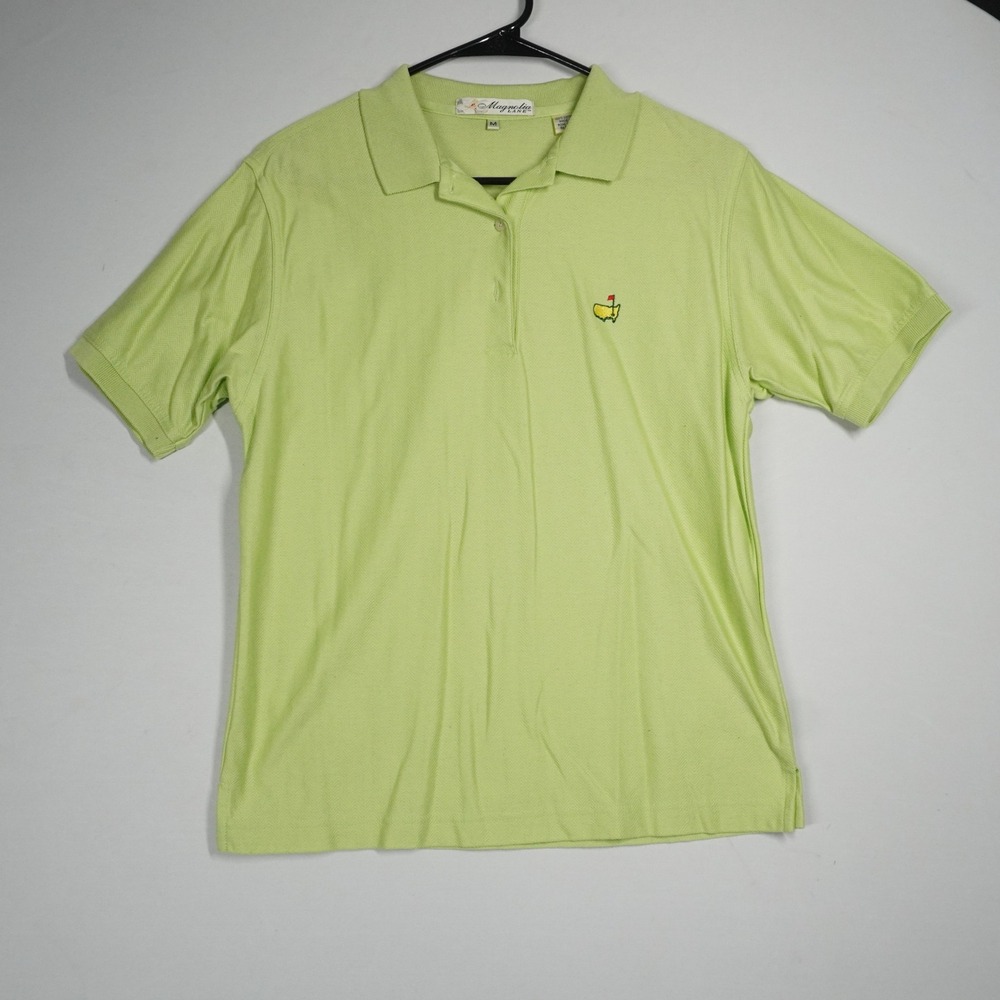 VTG Magnolia Lane‎ Masters Golf Polo Shirt Chartruese Herringbone Cotton Size M